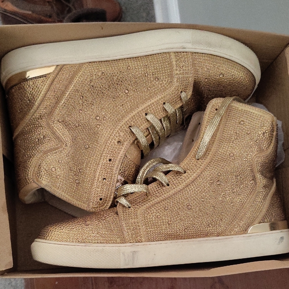 Gold High-Top Sneakers